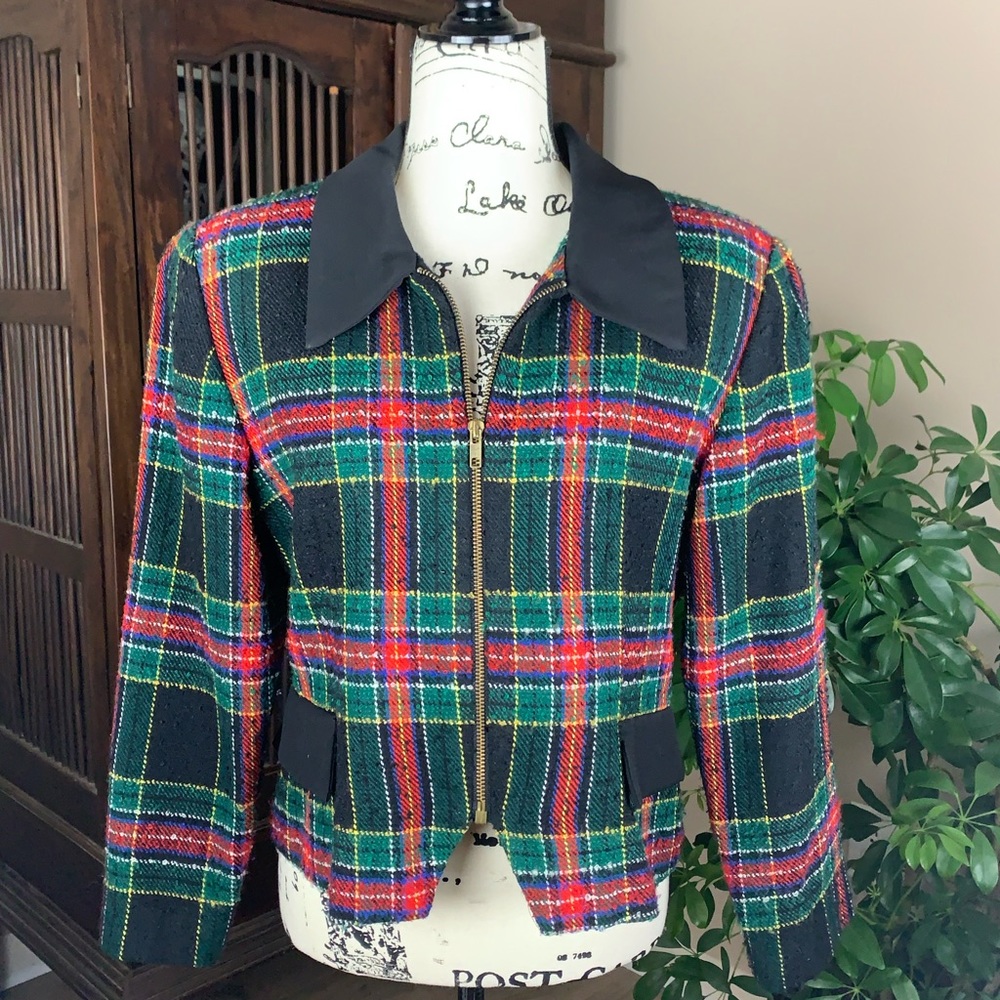 Vintage Tartan Plaid Boucle Jacket